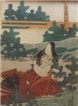 Kunisada<br>"Woman gathering pines"